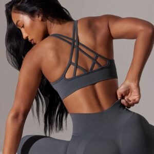 Constant - Scoop Neck Multi Strap Sports Bra in Grey